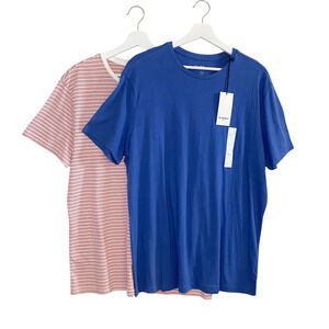 Goodfellow & Co Lot Of 2 Large Men’s T-shirts, Blue, Red & White Striped NWT